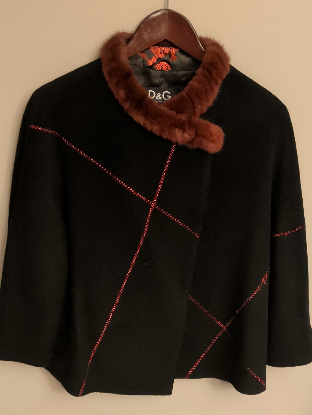 D&G | Kimono Swing Coat With Mink Trim - Sz S/M